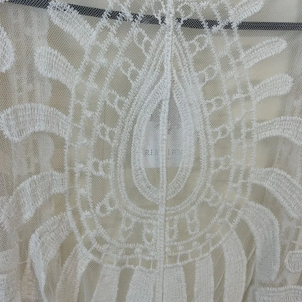 NWT Rebellion Again Ivory lace Kimono Open Front Cover Up Cardigan Duster Sz M